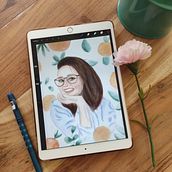 My project in Illustrated Portrait in Watercolor course. Digital Drawing, Digital Illustration, Portrait Drawing, and Watercolor Painting project by Citla Flores - 04.08.2021