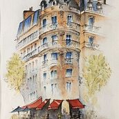 Again Paris... inspired by Alex Hilllkurtz. Ilustração arquitetônica, e Pintura em aquarela projeto de Cristina Martínez Ponce - 08.04.2021