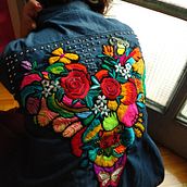 Proyecto 1: Camisa de jean bordada. Embroider project by Lu Gelman - 04.08.2021
