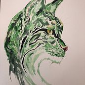 mon premier lynx aquarelle et encre de chine. Watercolor Painting project by stephanieb7557 - 04.18.2021