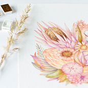 Dried Bouquet | Watercolour and Colour Pencils . Un proyecto de Fotografía digital, Dibujo a lápiz, Fotografía de producto y Pintura a la acuarela de Vera Zhurbá - 09.04.2021
