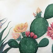 Mi Proyecto del curso: Pintura botánica con acrílico... Cambié un poco la composición a un formato panorámico. Eliminé el follaje de fondo por que quería una sensación más limpia y desértica...  . % Andrea Gaume tarafından hazırlanan Botanik İllüstras, Ve on projesi - 04.10.2021