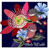 Martìn pescador y Murucuyà. Fine Arts, Collage, and Watercolor Painting project by rosana maydana - 04.11.2021