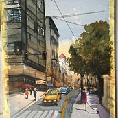 My project in Urban Landscapes in Watercolor course. Watercolor Painting, Fine Arts, and Architectural Illustration project by Claudia Martin - 04.11.2021