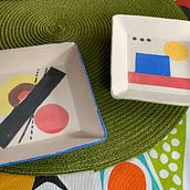 My project - Slab built "Bauhaus" small plates. Ceramics project by roxolana2012 - 04.11.2021