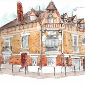 My project in Architectural Sketching with Watercolor and Ink course. Architecture, and Sketching project by Caro V. - 04.16.2021