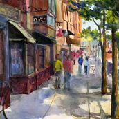 My project in Urban Landscapes in Watercolor course- Syracuse NY street. Un progetto di Pittura ad acquerello di Jennifer Gibson - 12.04.2021