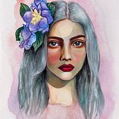 The Water Nymph . Pencil Drawing, and Watercolor Painting project by Zsofia Kiesewetter - 04.12.2021