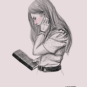 Girl reading a book. Drawing, Traditional illustration, and Digital Illustration project by Cristina Lagares - 10.31.2020