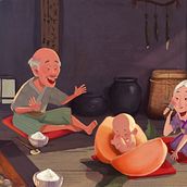 Momotaro. Un proyecto de Ilustración editorial, Ilustración tradicional, Ilustración digital e Ilustración infantil de Alejandra barajas - 13.09.2020
