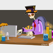 Día de muertos-diseñador gráfico.. Un proyecto de Ilustración tradicional e Ilustración digital de Leticia Hdz Guadarrama - 12.04.2021