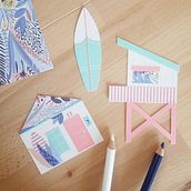 A little set of paper cut I made on a beach theme. Traditional illustration, and Paper Craft project by Eléonore Zicler - 04.13.2021