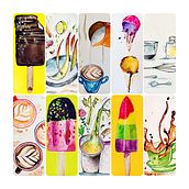 Food collage . Watercolor Painting project by Marina Miguel - 06.01.2020