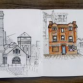 Travel Sketchbook - A work in progress . Architectural Illustration, Architecture, Collage, Drawing, Editorial Illustration, Traditional illustration, Ink Illustration, L, scape Architecture, Painting, and Sketchbook project by Emma Beebee - 04.13.2021