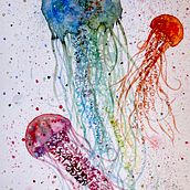 My project in Modern Watercolor Techniques course - jelly fish. Watercolor Painting project by Eleni Konstantinidou - 04.13.2021