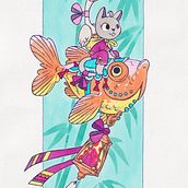 Fish ride. Watercolor Painting project by Aneta Biskupová - 04.14.2021