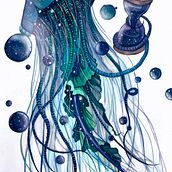 medusa espacial. Un proyecto de Pintura a la acuarela de Jo Gomez - 14.04.2021