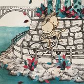 Frida and Kasper in Soca Valley . Traditional illustration project by Anja Drzanic - 06.14.2018