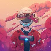 Astroworld. Artistic Drawing, Character Design, Color Theor, Comic, Concept Art, Creativit, Design, Digital Design, Digital Drawing, Digital Illustration, Digital Painting, Drawing, Traditional illustration, Instagram, Manga, and Painting project by David Opoh - 04.15.2021