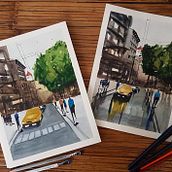 Mi Proyecto del curso: Paisajes urbanos en acuarela. Fine Arts project by Inés Valls - 04.16.2021