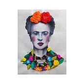 Mi Versión de Frida. Un progetto di Ricamo, Illustrazione tradizionale, Illustrazione con inchiostro e Pittura ad acquerello di Priscilla Carrera Murray - 05.02.2021