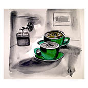 Coffe. Watercolor Painting project by Luciana Jorge - 04.18.2021