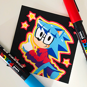 Sonic the Hedgehog . Menggambar Artistik, Dan Lukisan Akrilik proyek oleh Tania Reyes - 04.18.2021