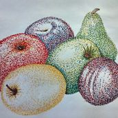 Puntillismo frutal. Fine Arts, Artistic Drawing, and Painting project by Mik Rod - 12.31.2019