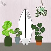 my wakesurfboard among home plants. Un progetto di Illustrazione botanica, Illustrazione digitale e Illustrazione tradizionale di Tanya Meschcerina - 20.04.2021