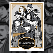 Peaky Blinders. Un proyecto de Diseño, Diseño de carteles, Diseño gráfico, Ilustración editorial, Ilustración tradicional, Ilustración digital e Ilustración vectorial de mikigraphics - 21.04.2021