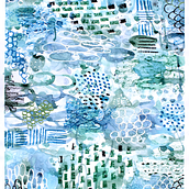 Mixed media - Green&Blue. Creativit, Photomontage, Traditional illustration, Pattern Design, Painting, Watercolor Painting, Acr, and lic Painting project by Florencia Giossa - 03.20.2021