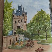 Watercolor and Ink at Hohenzollern Castle. Watercolor Painting project by Susan Sakurai - 04.23.2021