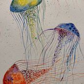 Jellyfish. Watercolor Painting project by ashbourn - 04.23.2021