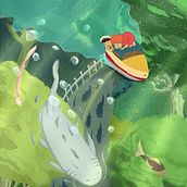 Niña pez y su amigo, o Ponyo. Digital Drawing, Traditional illustration, and Digital Painting project by Miguel Molina - 04.24.2021