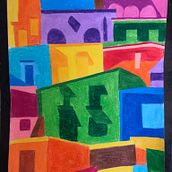 Ceras crayola - Guanajuato. Concept Art, Drawing, Artistic Drawing, and Art Direction project by Karen Burgoa Escobar - 04.25.2021