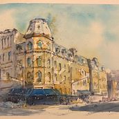 Edificio del centro de la ciudad de Guelph, Ontario.Canada . Ilustrație arhitecturală de Maria Mazariegos - 04.25.2021