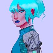 Cyberpunk Cyborg. Een project van 2D-animatie, Art direction, Artistieke tekening, Ontwerp van personages, Kinderillustratie, Concept art, Creativiteit, Ontwerp, Digitaal ontwerp, Digitale tekening, Digitale illustratie y Digitaal schilderij van Kyra H. - 24.04.2021