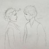 Little Women 2019: Jo and Laurie sketch . Een project van Ontwerp van personages, Kinderillustratie, Concept art, Creativiteit, Anatomisch tekenen, Beeldende kunst, Traditionele illustratie, Portrettekening, Sketchbook, Schetsen, Stor y telling van Kyra H. - 24.04.2021