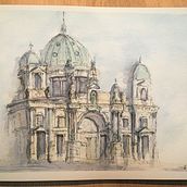 Berlin Cathedral. Un progetto di Disegno artistico e Pittura ad acquerello di Hannah Davidoff - 10.05.2020