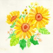 Sunflowers. Watercolor Painting project by Rhuriko Cayabyab - 04.25.2021