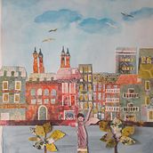 Mi Proyecto del curso: Ilustración de historias con papel Cigüeñas en la Basílica del Pilar en Zaragoza. Projekt z dziedziny Trad, c, jna ilustracja,  Kolaż, Papercraft, Ilustracje dla dzieci, Kreat, wne zabaw, z dziećmi i Narracja użytkownika Ana Valero Martin - 15.06.2021