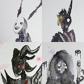 "4 Pensamientos". Drawing, Character Design, Ink Illustration, and Watercolor Painting project by Not_Ricardo Aranda - 04.26.2021