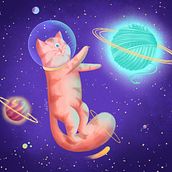 Gato en el espacio  . % Natalia Molina Rico tarafından hazırlanan Geleneksel illüstras, Ve on projesi - 04.26.2021