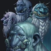 Northern Trolls, "Those with the perpetual grin". Sketching, Concept Art, Drawing, Artistic Drawing, Portrait Drawing, Digital Drawing, Character Design, Traditional illustration, Digital Illustration, Instagram, Painting, Digital Painting, Stor, and telling project by Guillermo San José Corrales - 02.07.2020