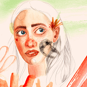 Meu projeto do curso: Retrato ilustrado em aquarela. Un projet de Beaux Arts et Illustration traditionnelle de Thais Lago - 30.04.2021