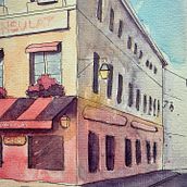 My project in Architectural Sketching with Watercolor and Ink course. 2D Animation project by Stephanie Norman - 05.03.2021