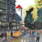 Mi Proyecto del curso: Paisajes urbanos en acuarela. Pintura em aquarela projeto de Giovanni Florez Sierra. - 05.05.2021