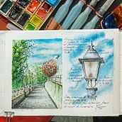 Cuaderno de viaje en acuarela. Architectural Illustration, Sketchbook, Traditional illustration, and Watercolor Painting project by Marcos Díaz - 05.06.2021