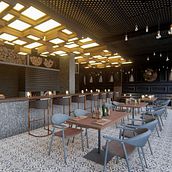 Mi Proyecto del curso: Diseño interior de restaurante steakhouse "Bull´s Bonfire. Projekt z dziedziny  Architektura, Architektura wnętrz i  Dekoracja wnętrz użytkownika mateo_arq4 - 06.05.2021