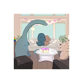 Dino celebrating a comeback with loved ones. Digital Illustration project by evamargy - 05.01.2021